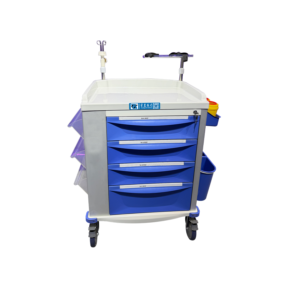 BDT-E08 Plastic Hospital Emergency Cart With Drawers