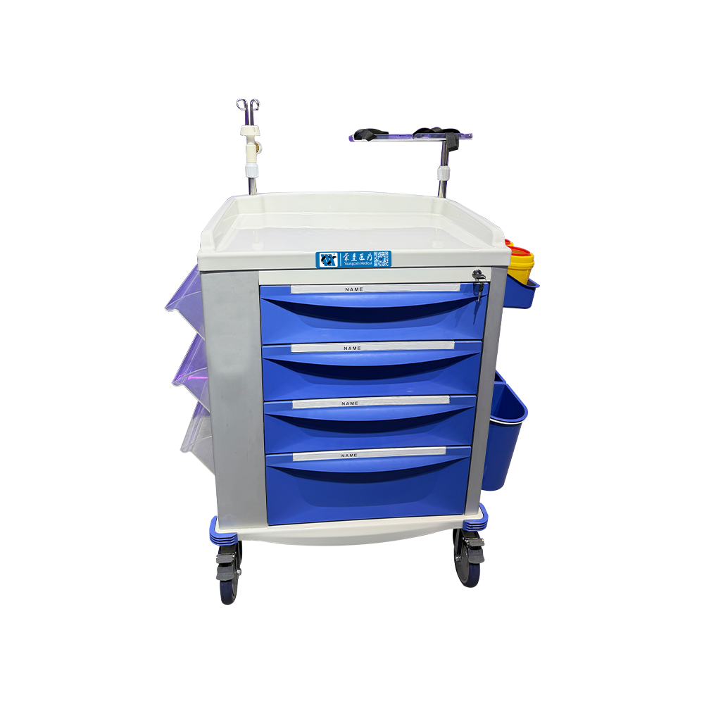 BDT-E08 Plastic Hospital Emergency Cart With Drawers