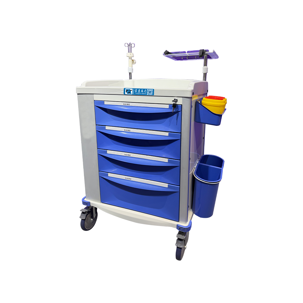BDT-E08 Plastic Hospital Emergency Cart With Drawers