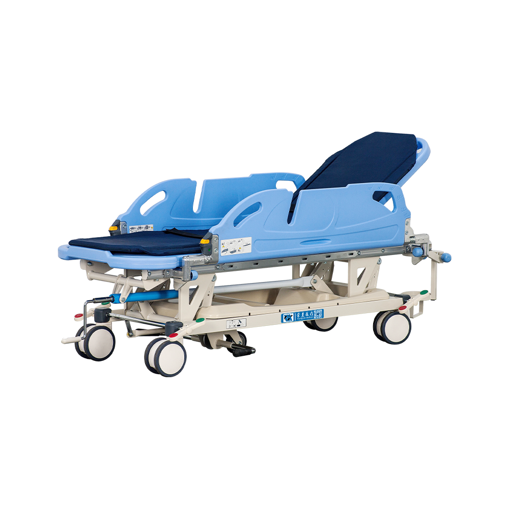BDEC06 Medical Manual Patient Transport Stretcher Trolley with ABS Tuck-Away Guardrails