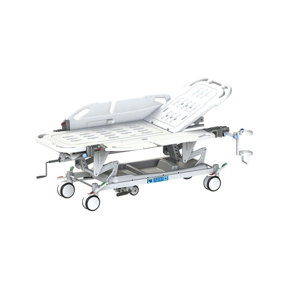 BDEC06 Medical Manual Patient Transport Stretcher Trolley with ABS Tuck-Away Guardrails