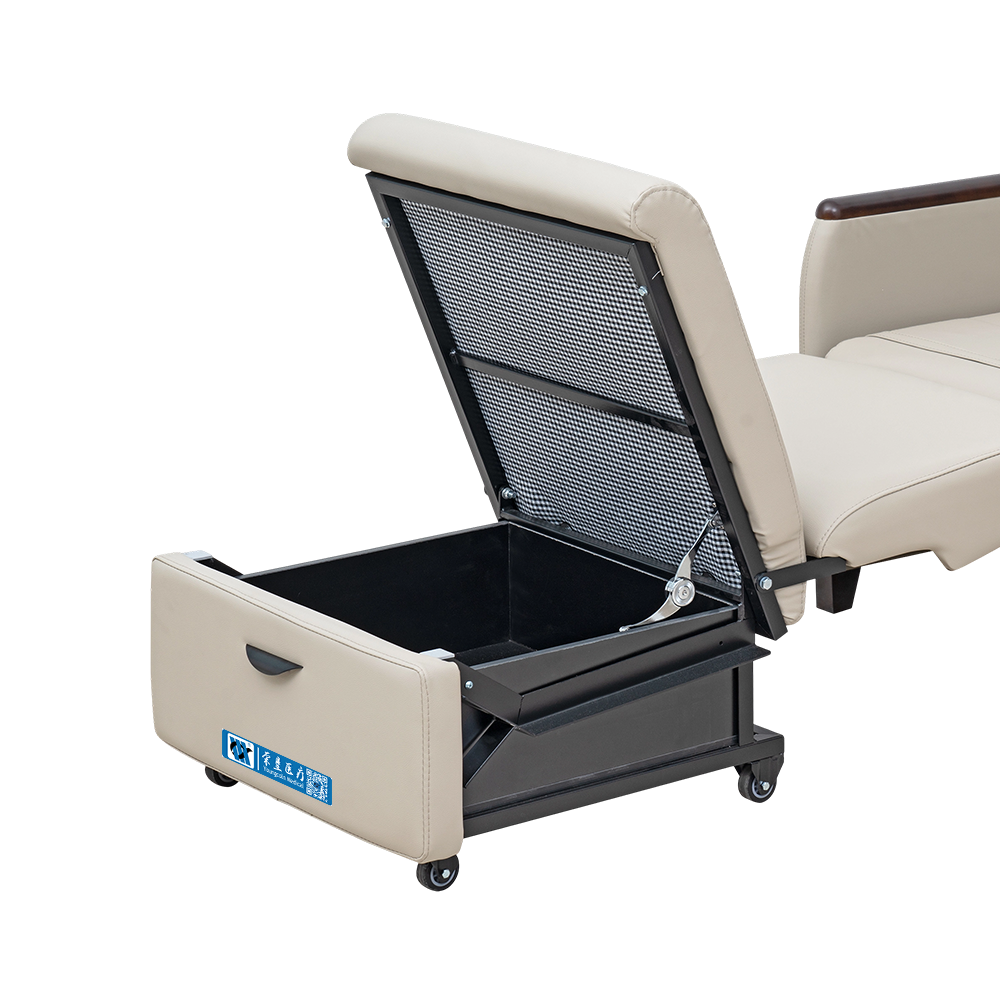 BDEC118 Folding PVC artificial Leather Hospital Chair Bed With Wheels
