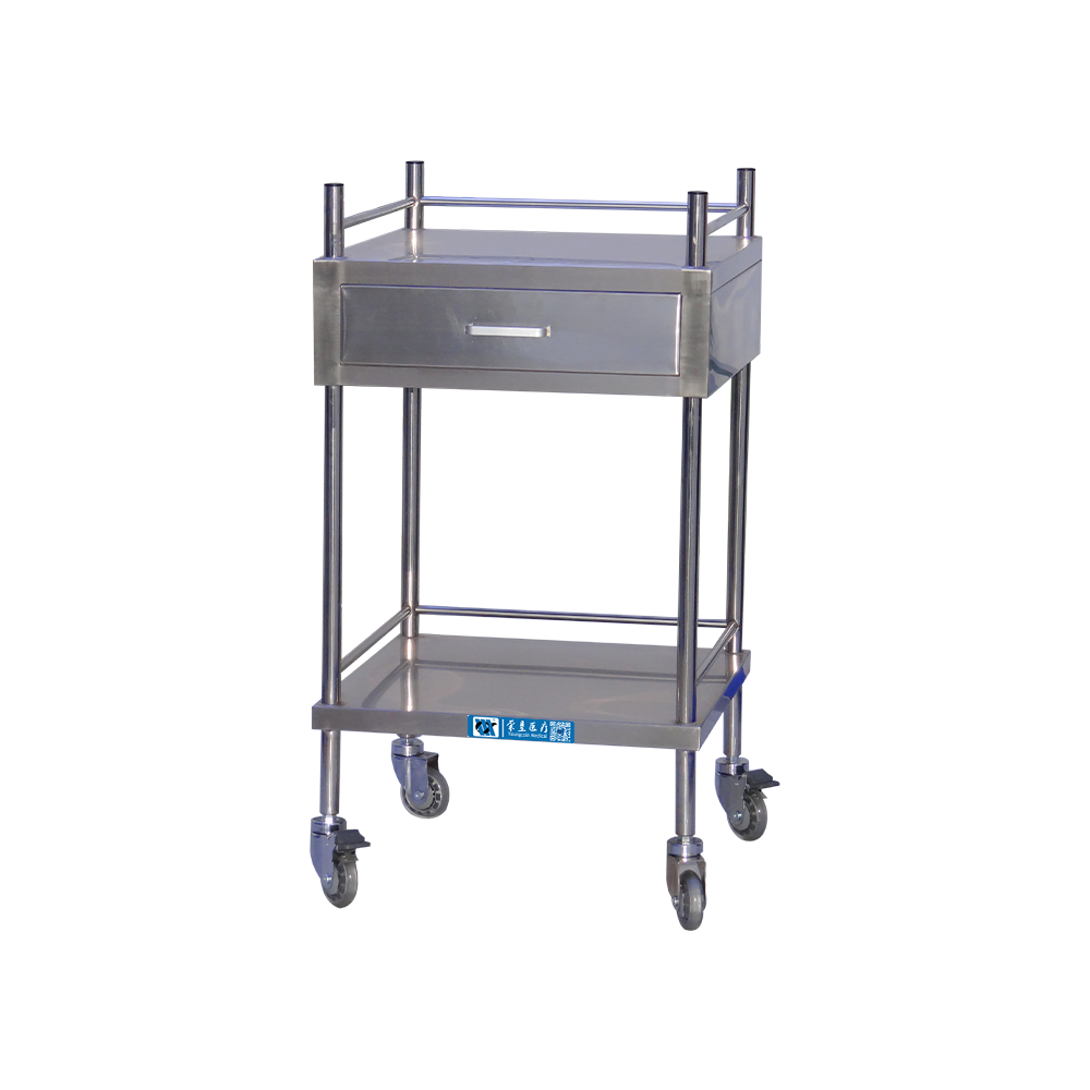 BDT204 Stainless Steel Transport Cart Medical Instrument Trolley with Drawer