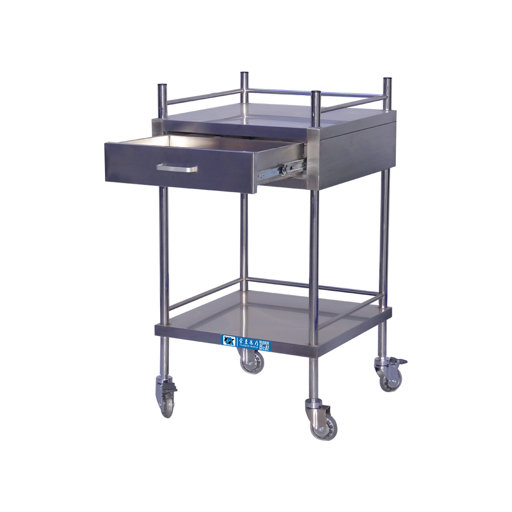 BDT204 Stainless Steel Transport Cart Medical Instrument Trolley with Drawer