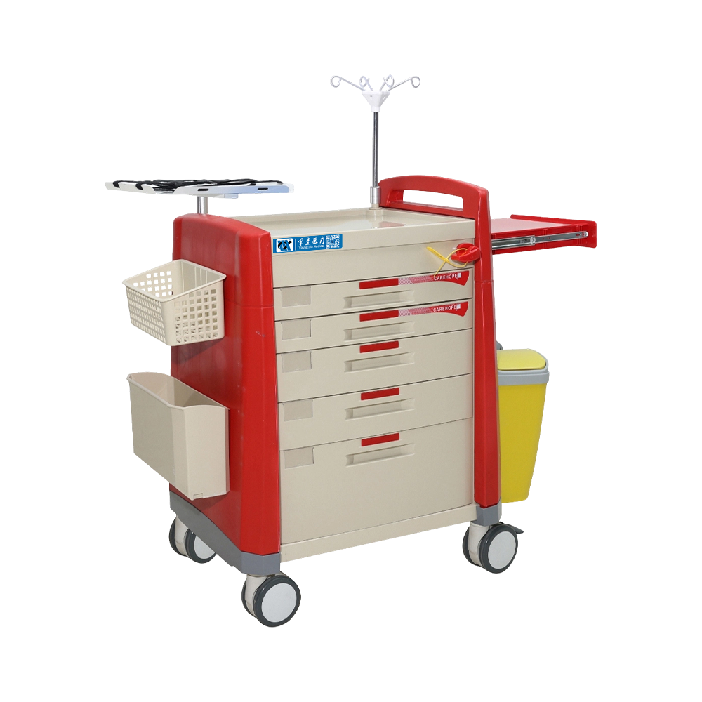 BDT213 Red Color Medical Crash Cart on Wheels