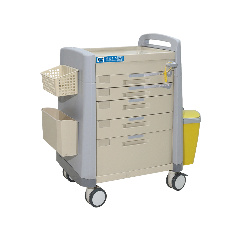 BDT213 Red Color Medical Crash Cart on Wheels