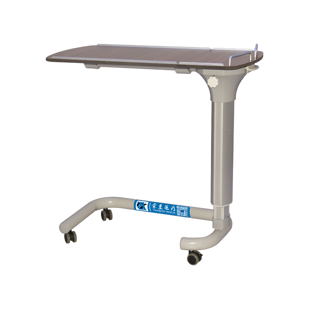 BDCB25 Adjustable U-type Medical Overbed Table with Aluminum undercarriage