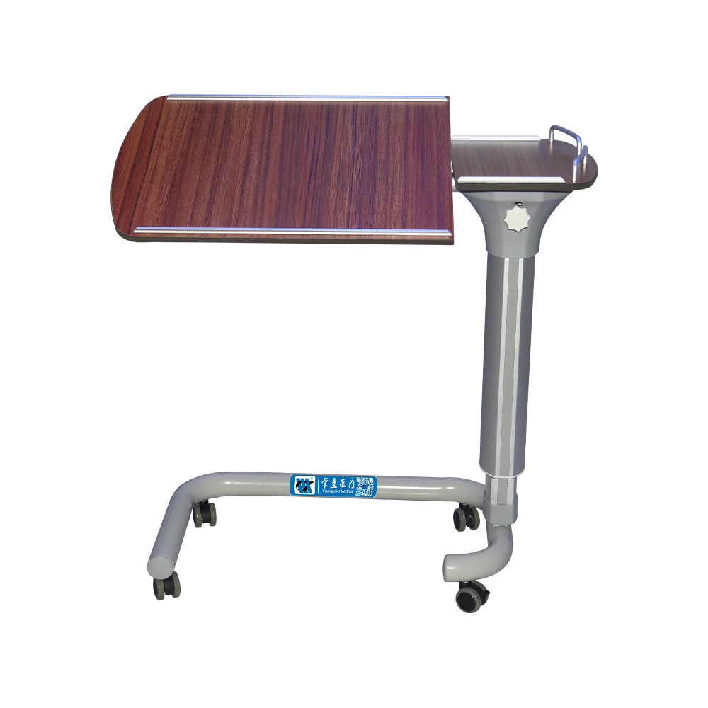 BDCB25 Adjustable U-type Medical Overbed Table with Aluminum undercarriage