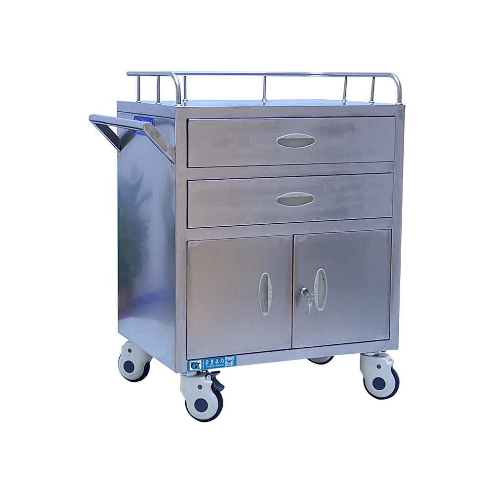 BDT200 Stainless Steel Anesthesia Trolley With Drawers And Cabinet