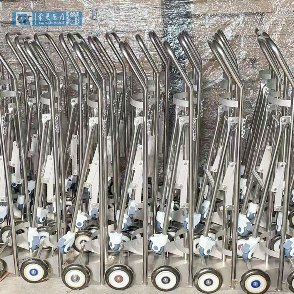 BDT109 Mobile Stainless Steel Hospital Oxygen Cylinder Trolley