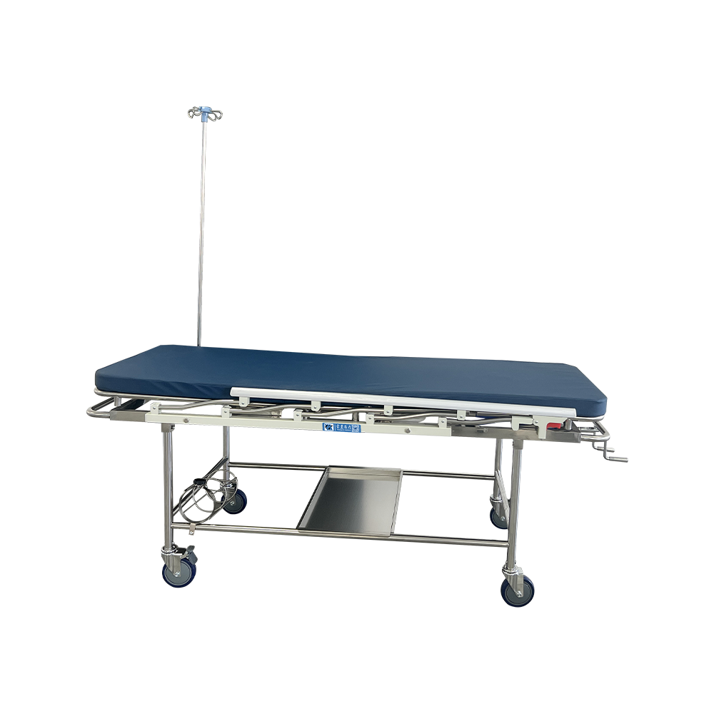 BDTT206 Manual Stainless Steel Patient Transfer Trolley Backrest Ajustable