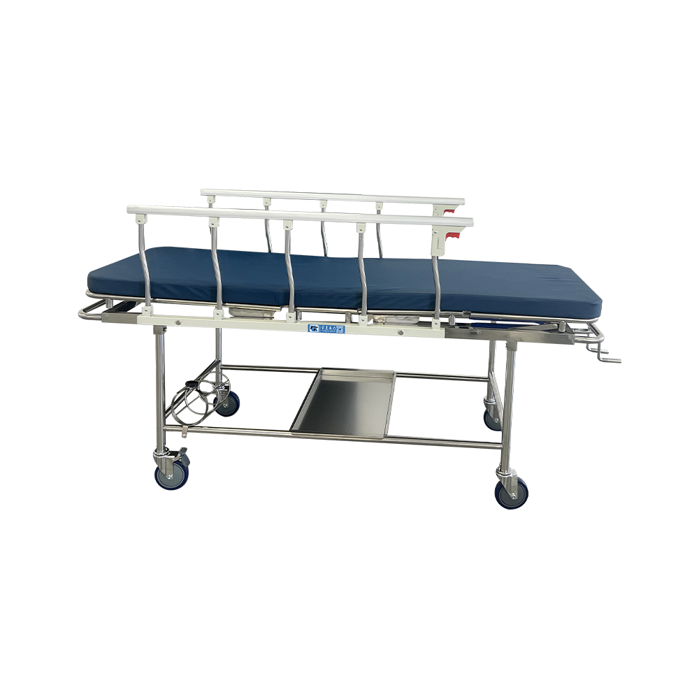 BDTT206 Manual Stainless Steel Patient Transfer Trolley Backrest Ajustable