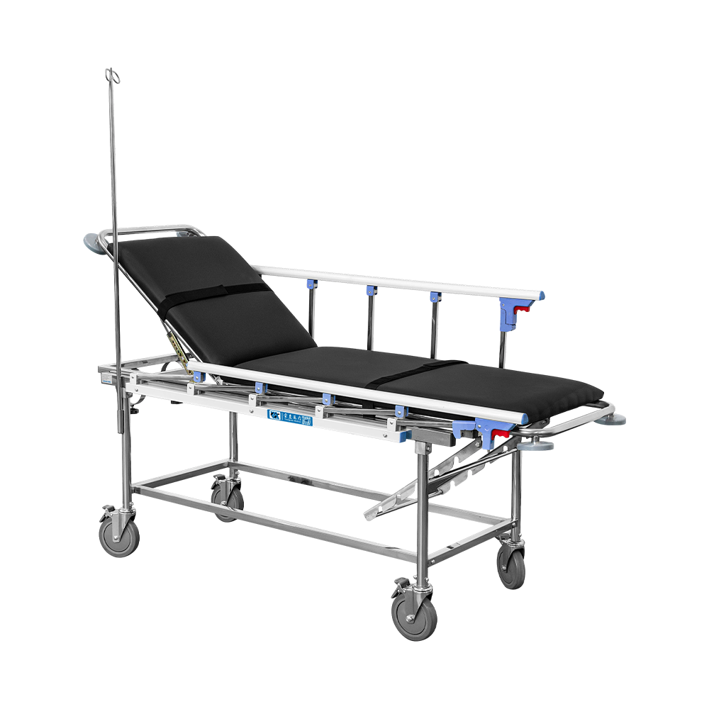 BDTT206 Manual Stainless Steel Patient Transfer Trolley Backrest Ajustable