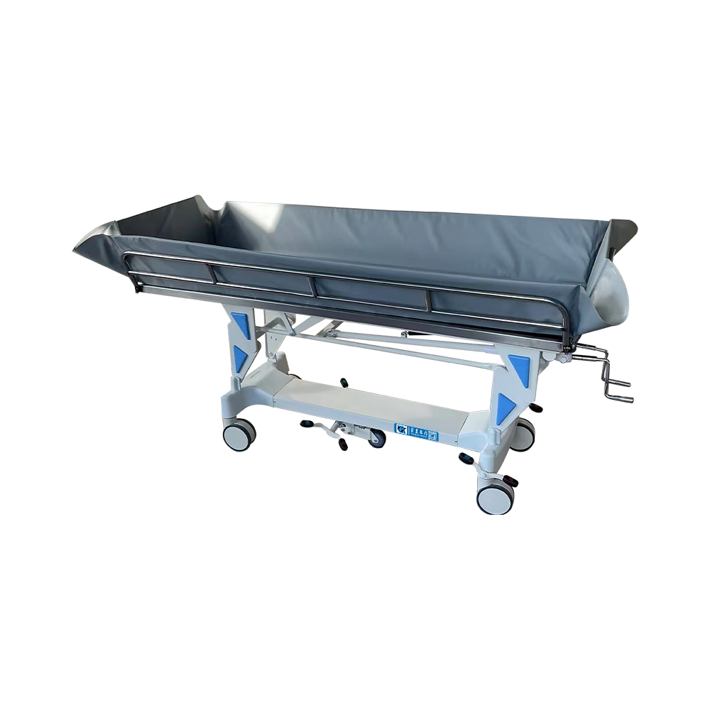 BDE605 Medical Manual Shower Trolley With Adjustable Stainless Steel Guardrail
