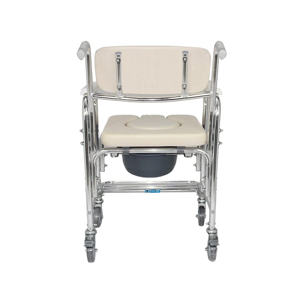 FY694L Soft Padded U Shape Commode Toilet Chair with Wheels Aluminum Frame for Disabled