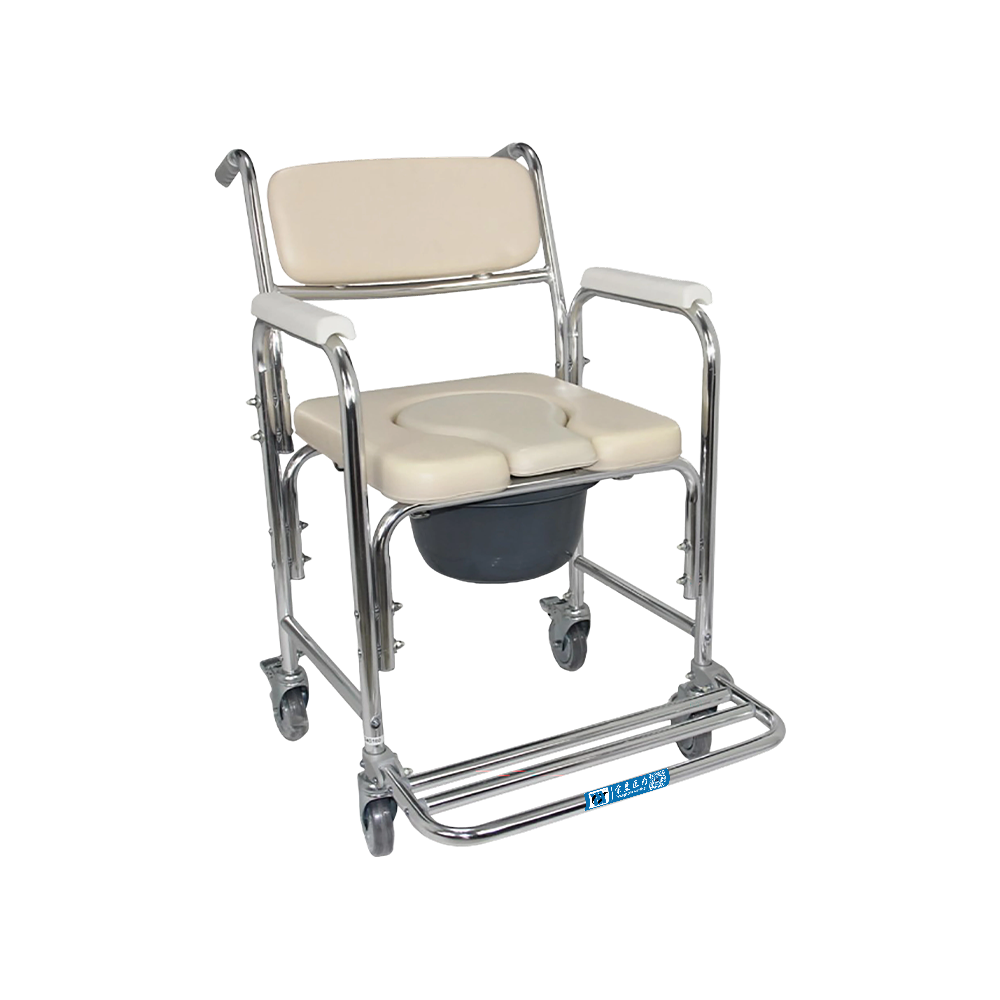 FY694L Soft Padded U Shape Commode Toilet Chair with Wheels Aluminum Frame for Disabled
