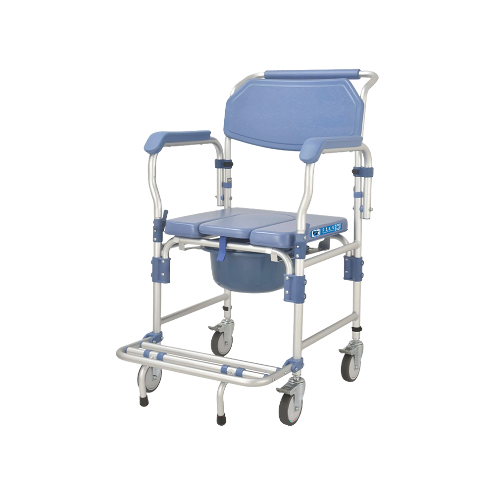 FY694LF1 Comfortable Aluminum Mobility Aid Transfer Shower Commode Chair with Wheels