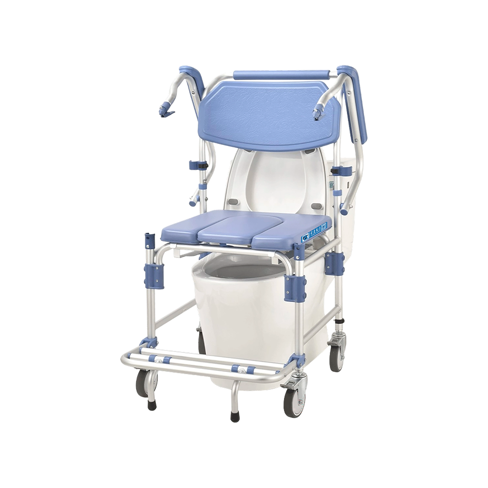 FY694LF1 Comfortable Aluminum Mobility Aid Transfer Shower Commode Chair with Wheels