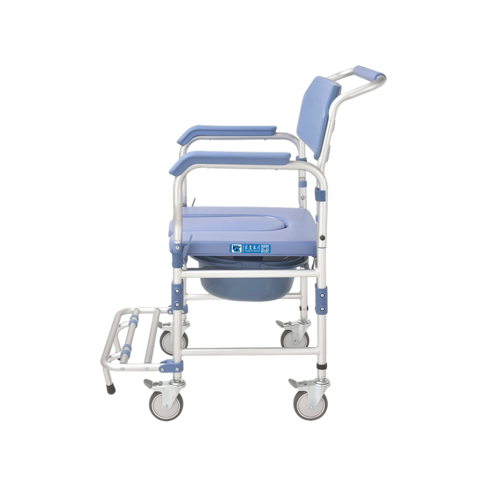 FY694LF1 Comfortable Aluminum Mobility Aid Transfer Shower Commode Chair with Wheels