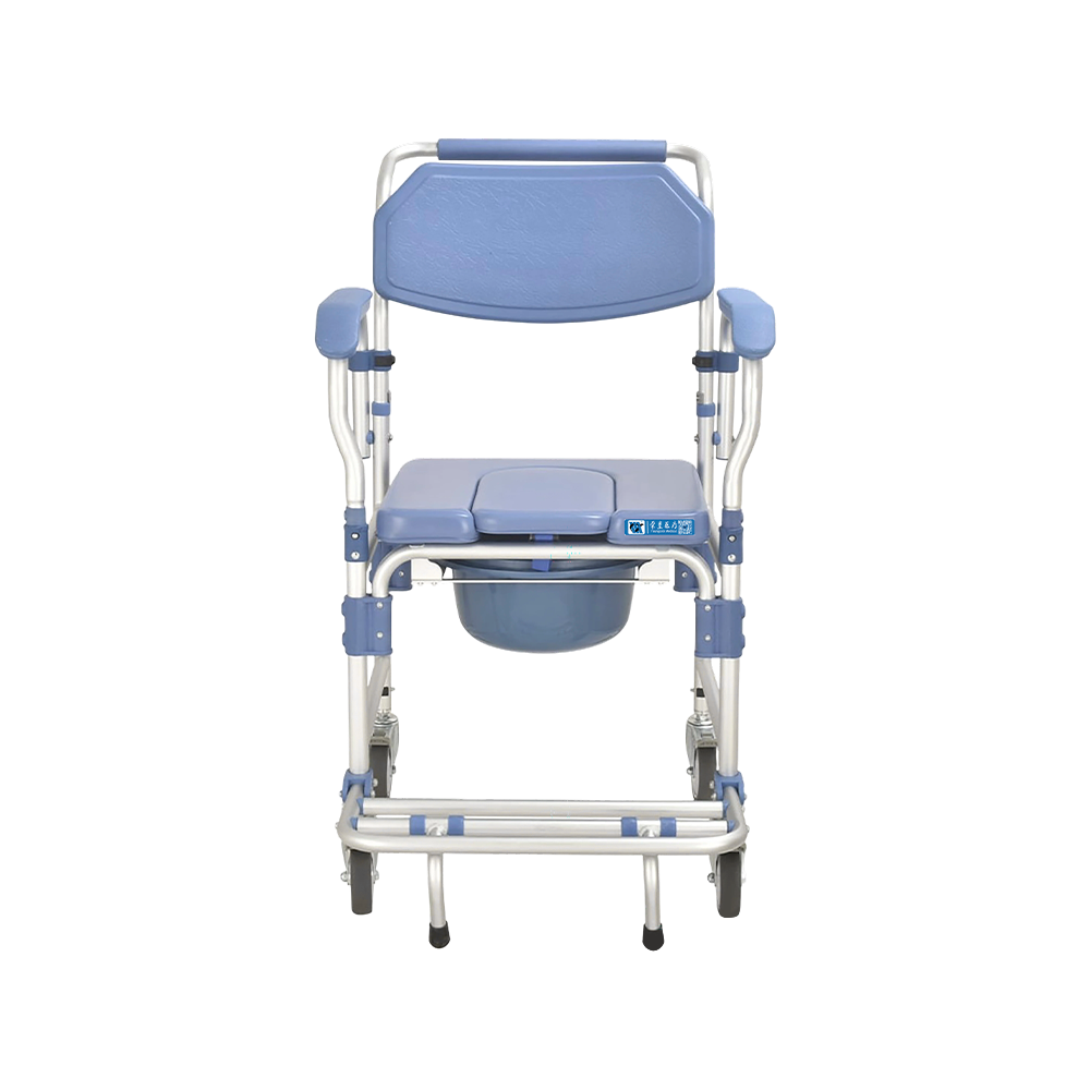 FY694LF1 Comfortable Aluminum Mobility Aid Transfer Shower Commode Chair with Wheels