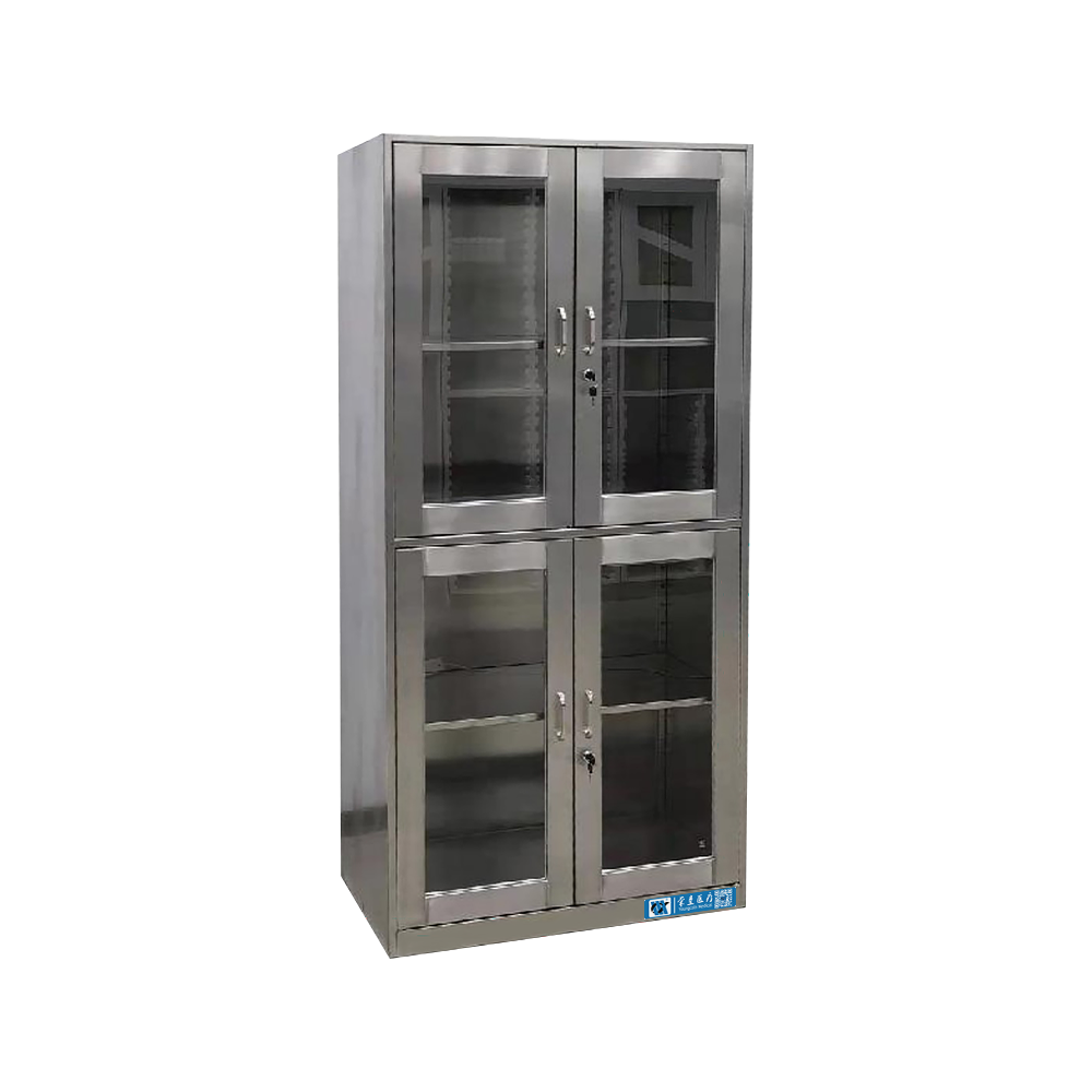 SUS110057-3 Hospital 2 Glass Doors With Lock Stainless Steel Cabinet