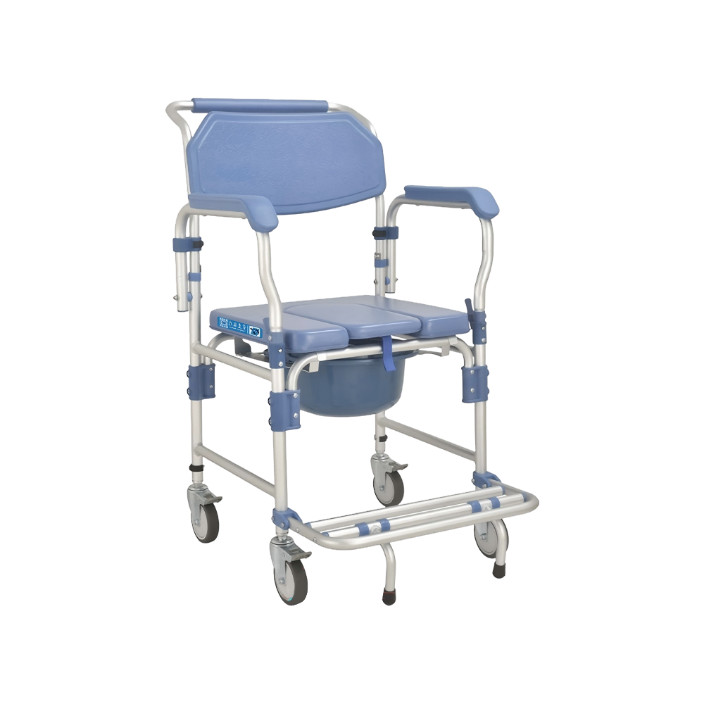 FY694LF1 Comfortable Aluminum Mobility Aid Transfer Shower Commode Chair with Wheels